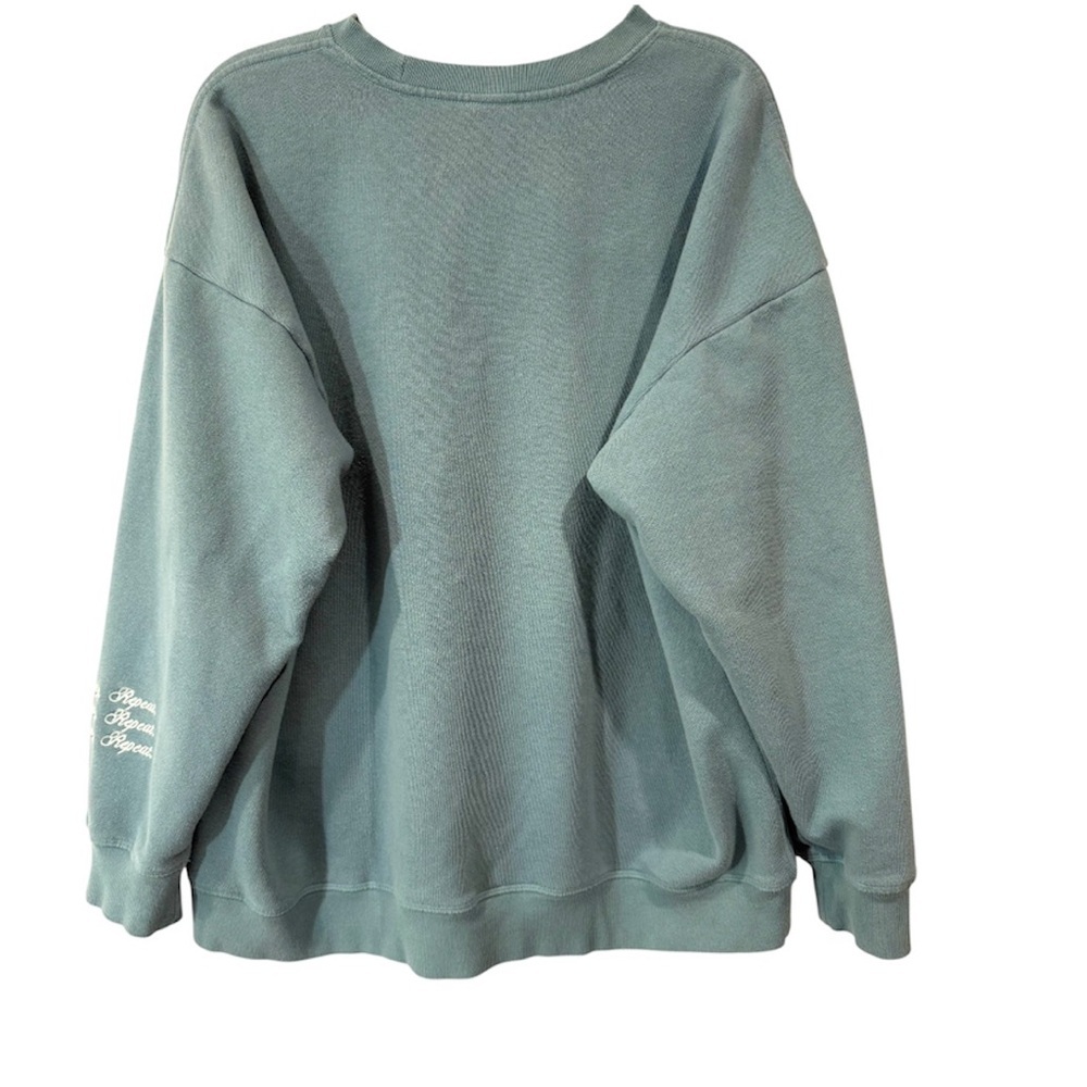 PINK Victoria’s Secret Oversize Crewneck Sweatshirt Blue Teal XL Fleece Pullover - Picture 3 of 8